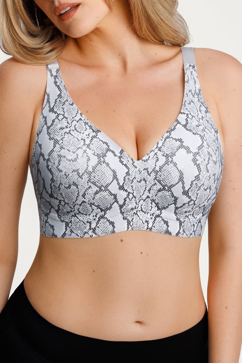 Seamless Wireless Jelly Leopard Contour Minimizer Support Bra, Alternate, color, Snack Print