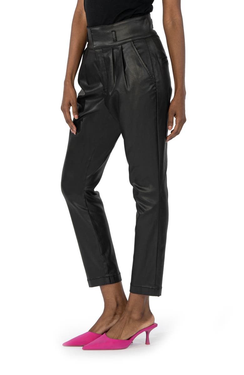KUT from the Kloth Lessie Coated Pleated High Waist Ankle Tapered Pants, Alternate, color, 