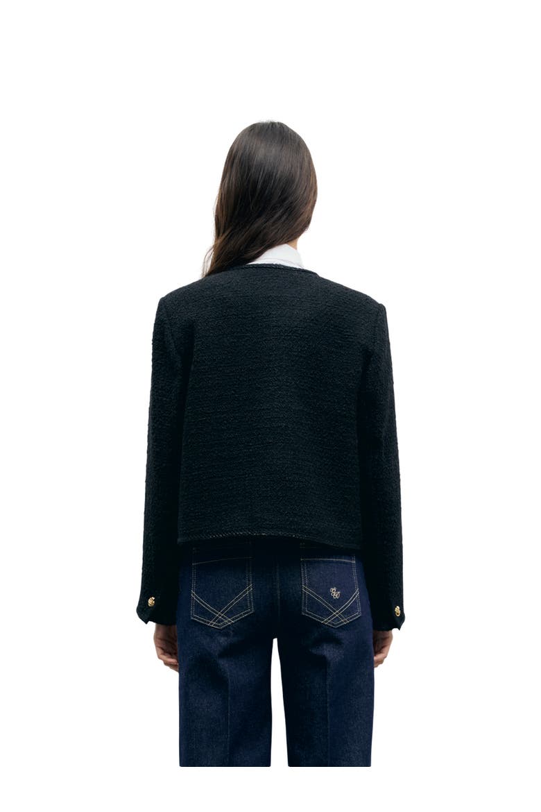 Judye Curly Tweed Jacket, Alternate, color, Black