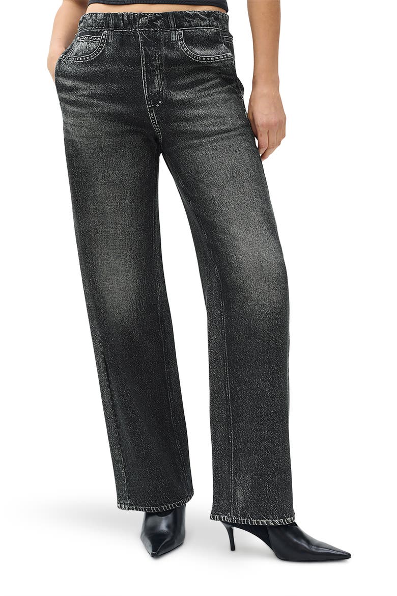 rb Miramar Wide Leg Cotton Fleece Sweatpant Jeans, Main, color, WASHED BLACK