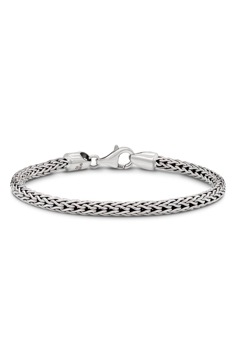 DEVATA Gender Inclusive Sterling Silver Dragon Bone Round 4mm Chain Bracelet, Main, color, 
