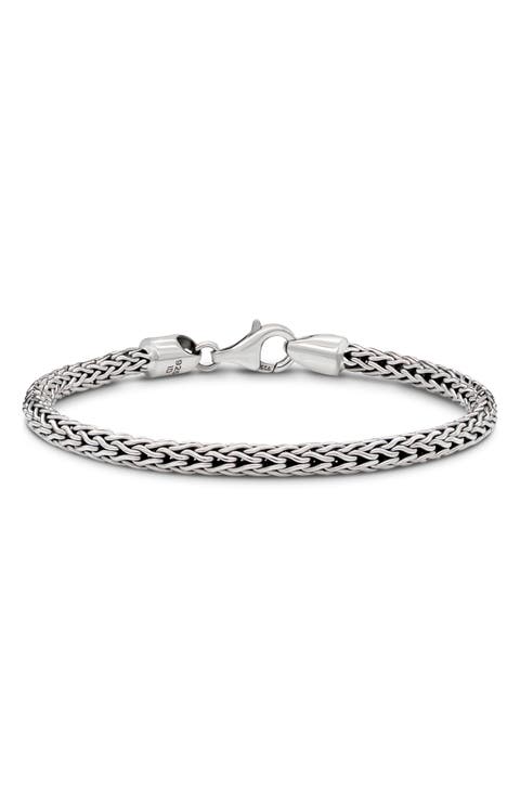 Gender Inclusive Sterling Silver Dragon Bone Round 4mm Chain Bracelet