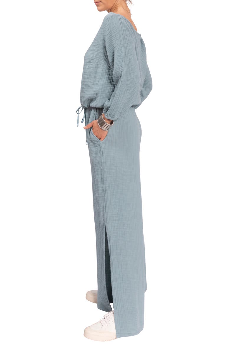 Riley Cotton Gauze Split Hem Pants, Alternate, color, DESERT BLUE