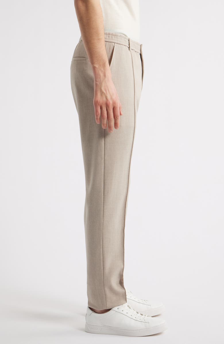 Emporio Armani Flat Front Mélange Stretch Gabardine Pants, Alternate, color, Beige