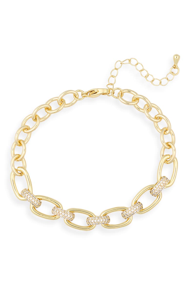 Crystal Link Chain Bracelet, Main, color, GOLD