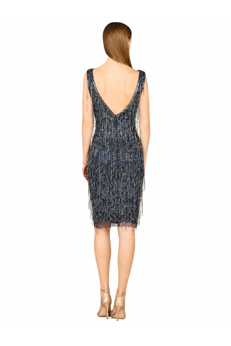 Fringe Cocktail Dress, Alternate, color, Navy