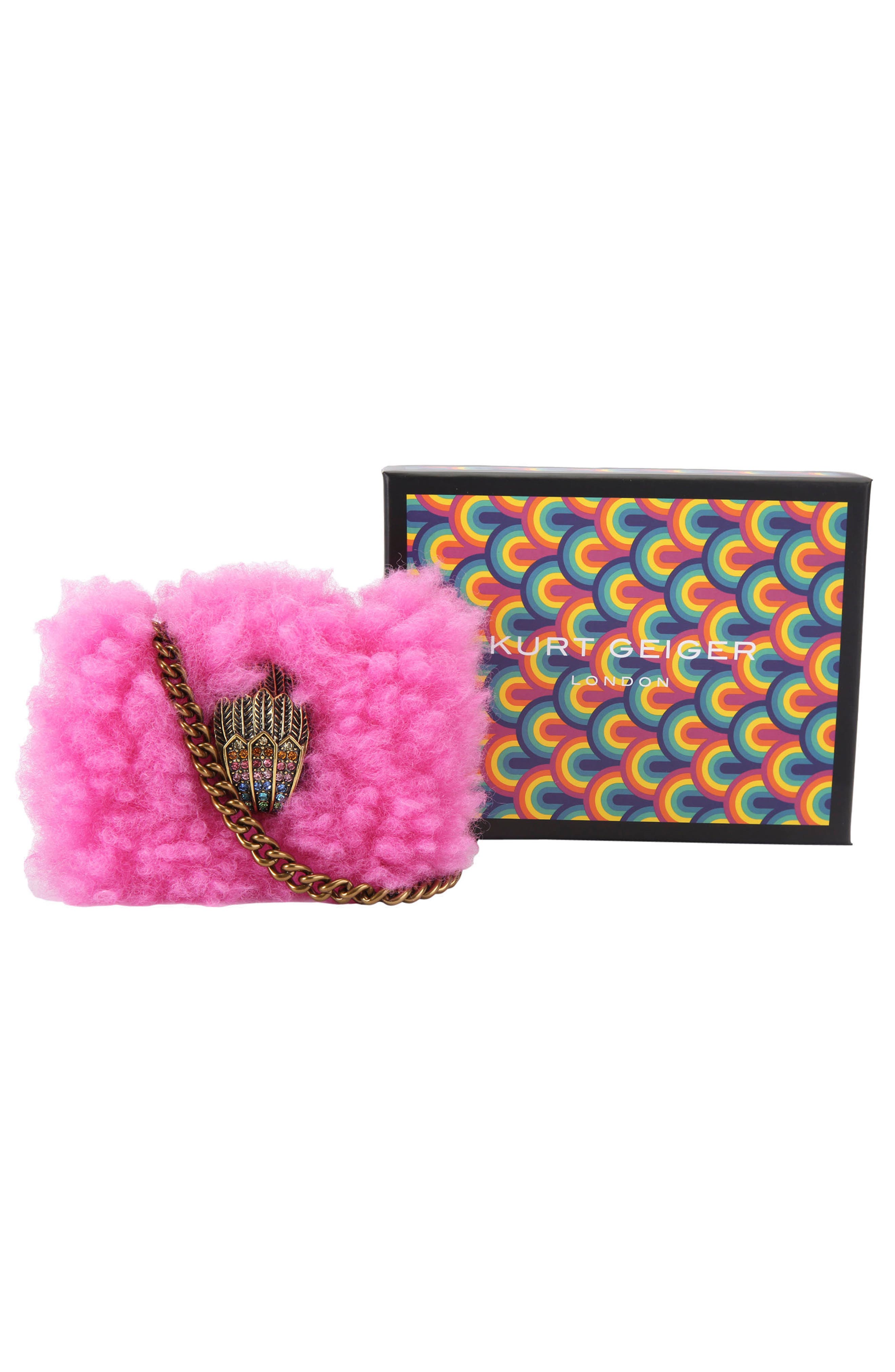 Kurt Geiger London Micro Kensington Faux Fur Crossbody Bag, Alternate, color, 