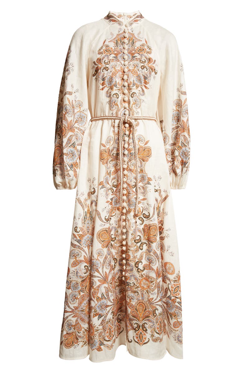 Zimmermann Devi Billow Long Sleeve Linen Dress, Alternate, color,