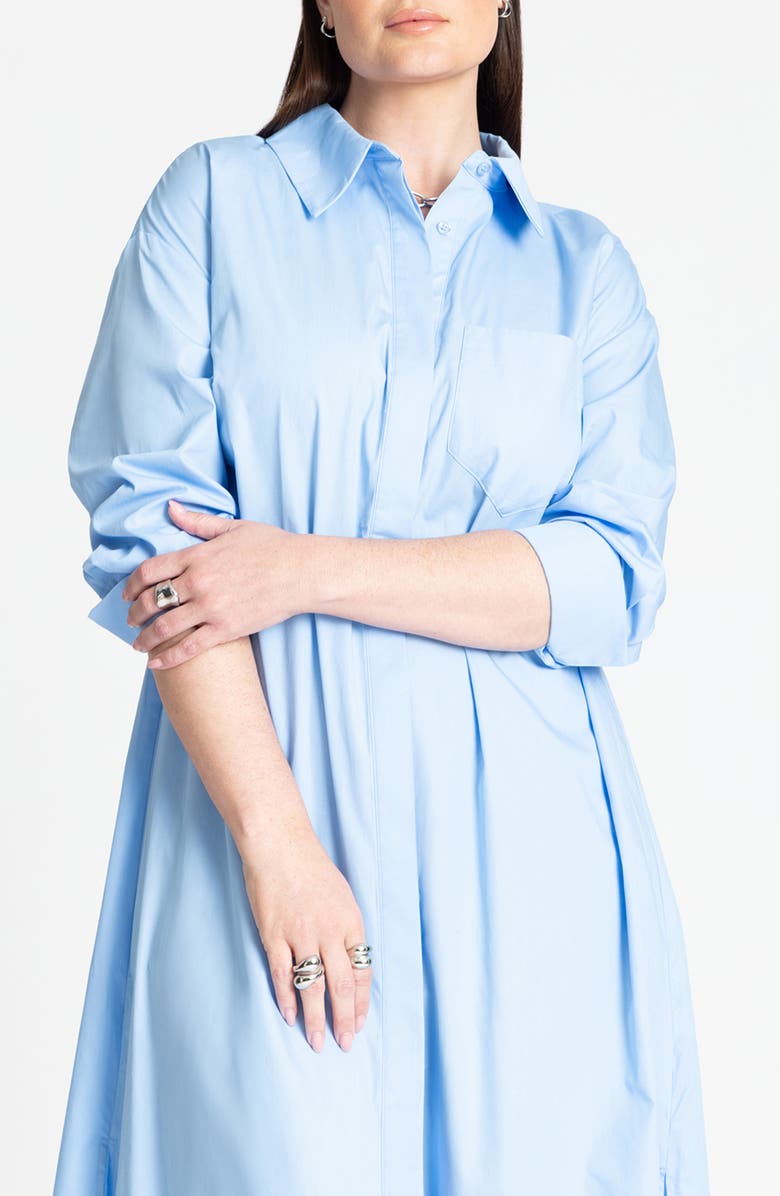 ELOQUII Long Sleeve Cotton Poplin Maxi Shirtdress, Alternate, color, 