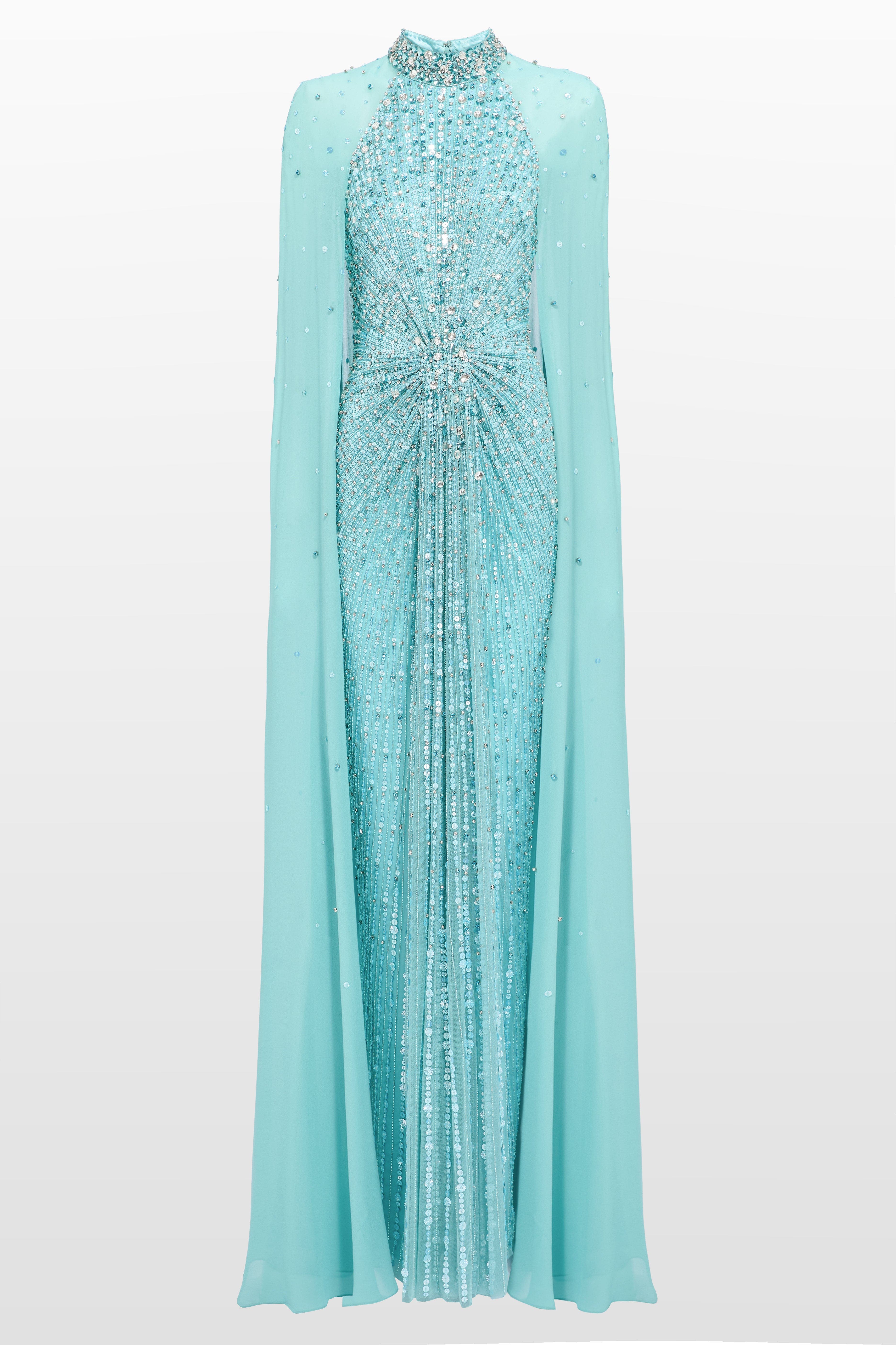 TheaEmbellished Cape Maxi Dress
