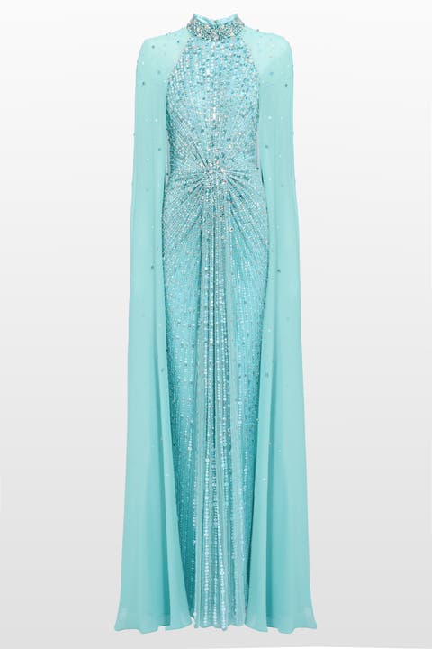 Thea Embellished Cape Maxi Dress