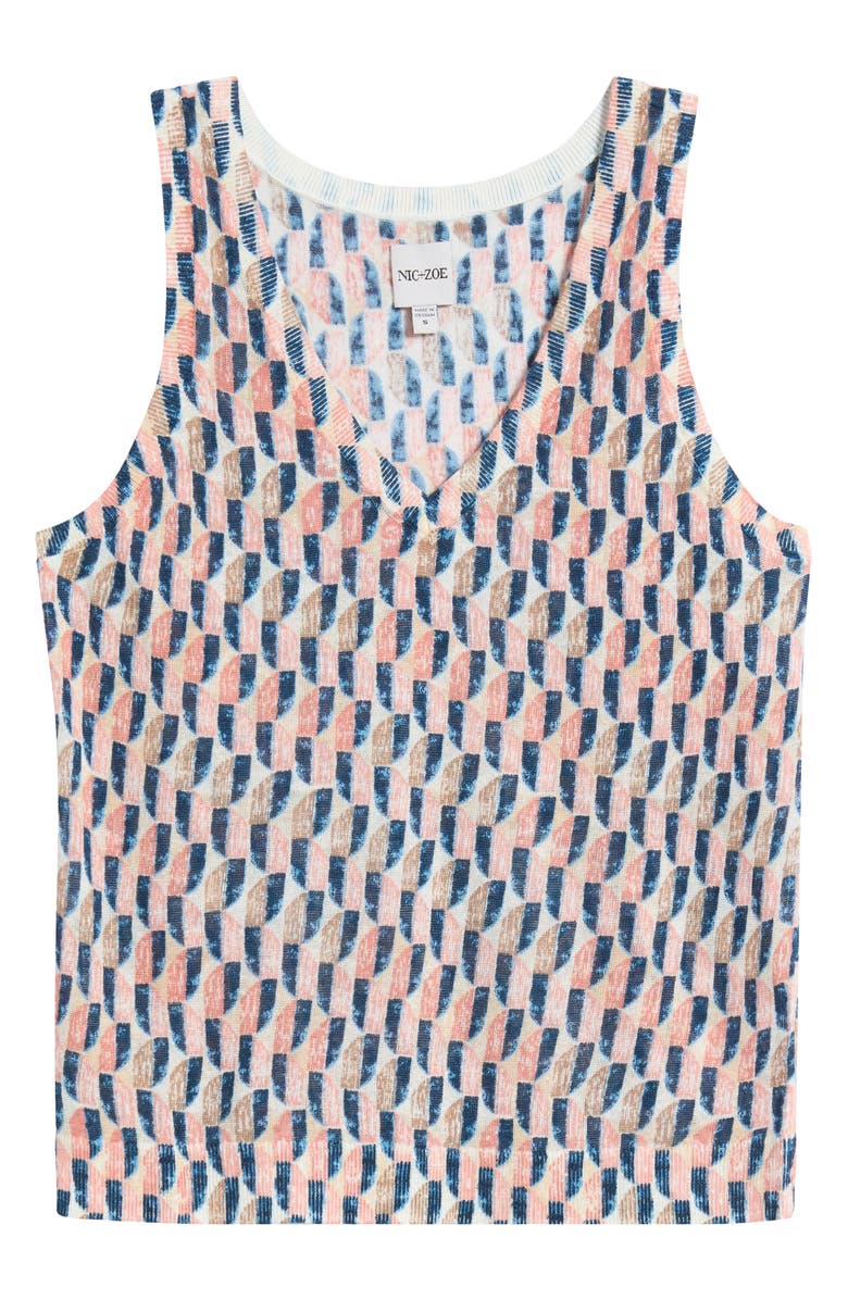 NIC+ZOE Print Ramie Blend Sweater Tank, Main, color, Pink Multi