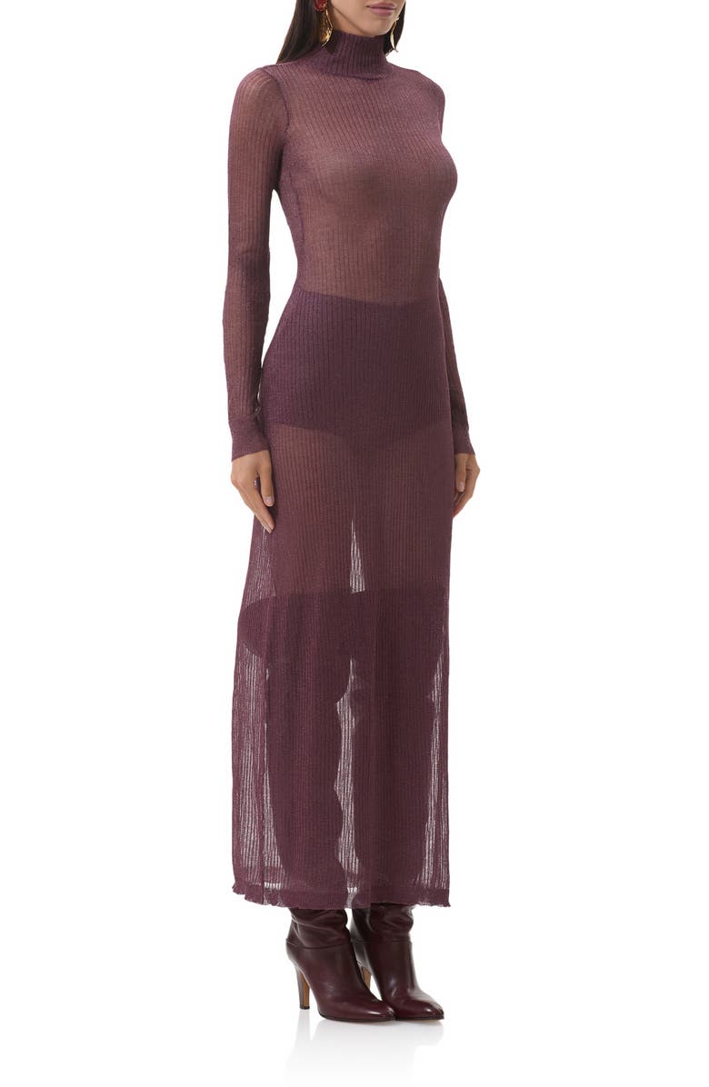 AFRM Vilas Long Sleeve Sweater Dress with Shorts, Alternate, color, Fig