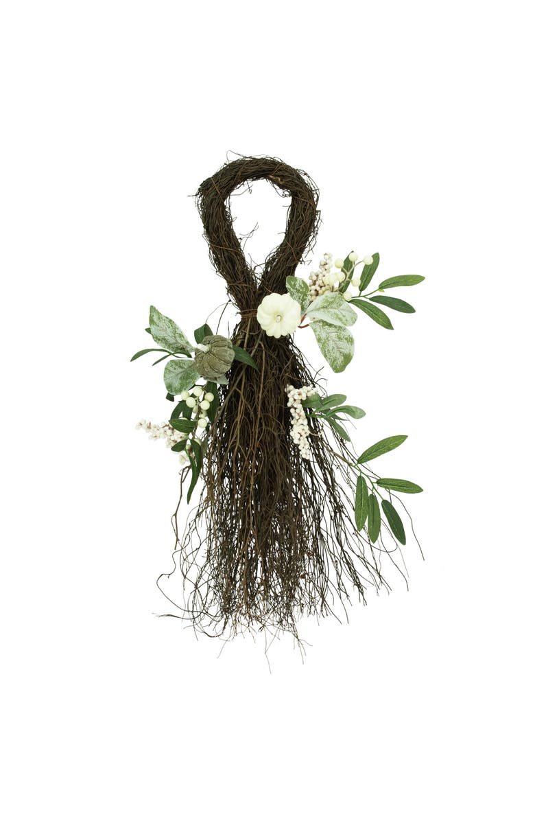 Northlight Pumpkins and Berries Artificial Fall Harvest Twig Teardrop Swag - 24", Main, color, Brown