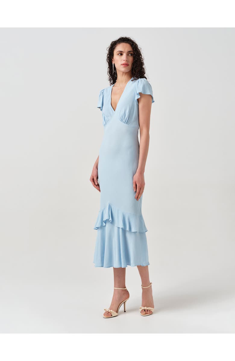 Ghost London Corinne Frill Crepe Midi Dress, Alternate, color, 