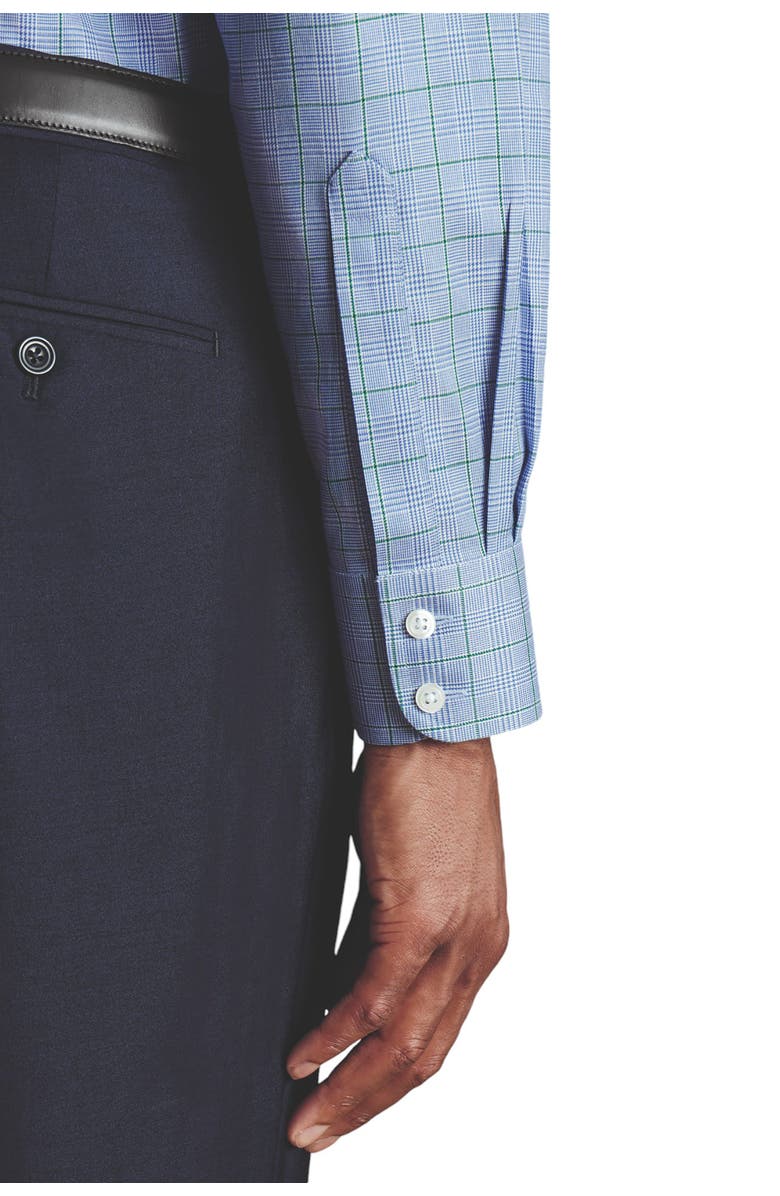 Charles Tyrwhitt Prince Of Wales Check Non-Iron Twill Slim Fit Shirt Single Cuff, Alternate, color, Indigo Blue