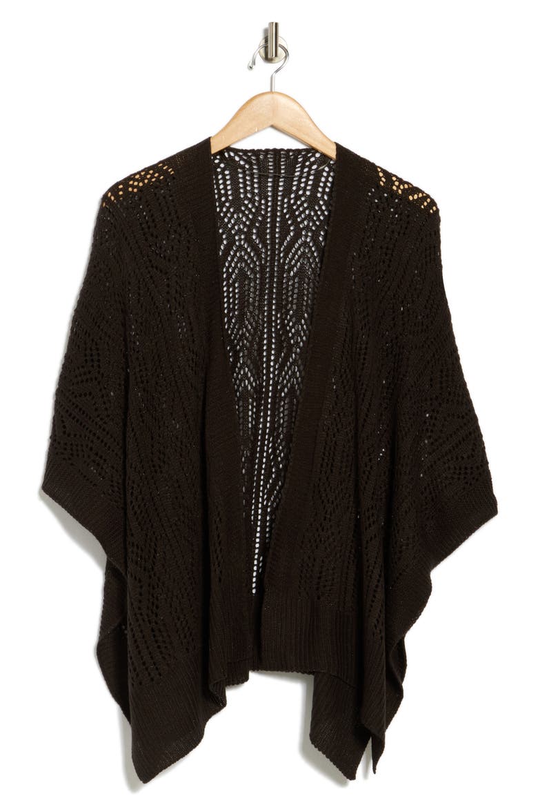 Open Knit Topper, Alternate, color, BLACK