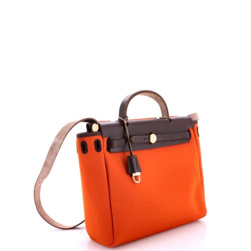 Pre-owned Hermes Hermes Herbag Toile And Leather Pm In Orange