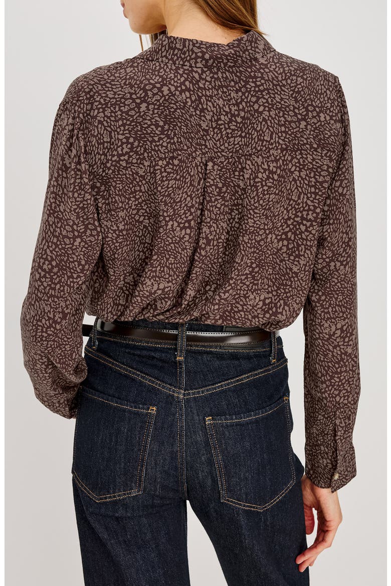 Josephine Button-Front Shirt, Alternate, color, COCOA MINI CHEETAH