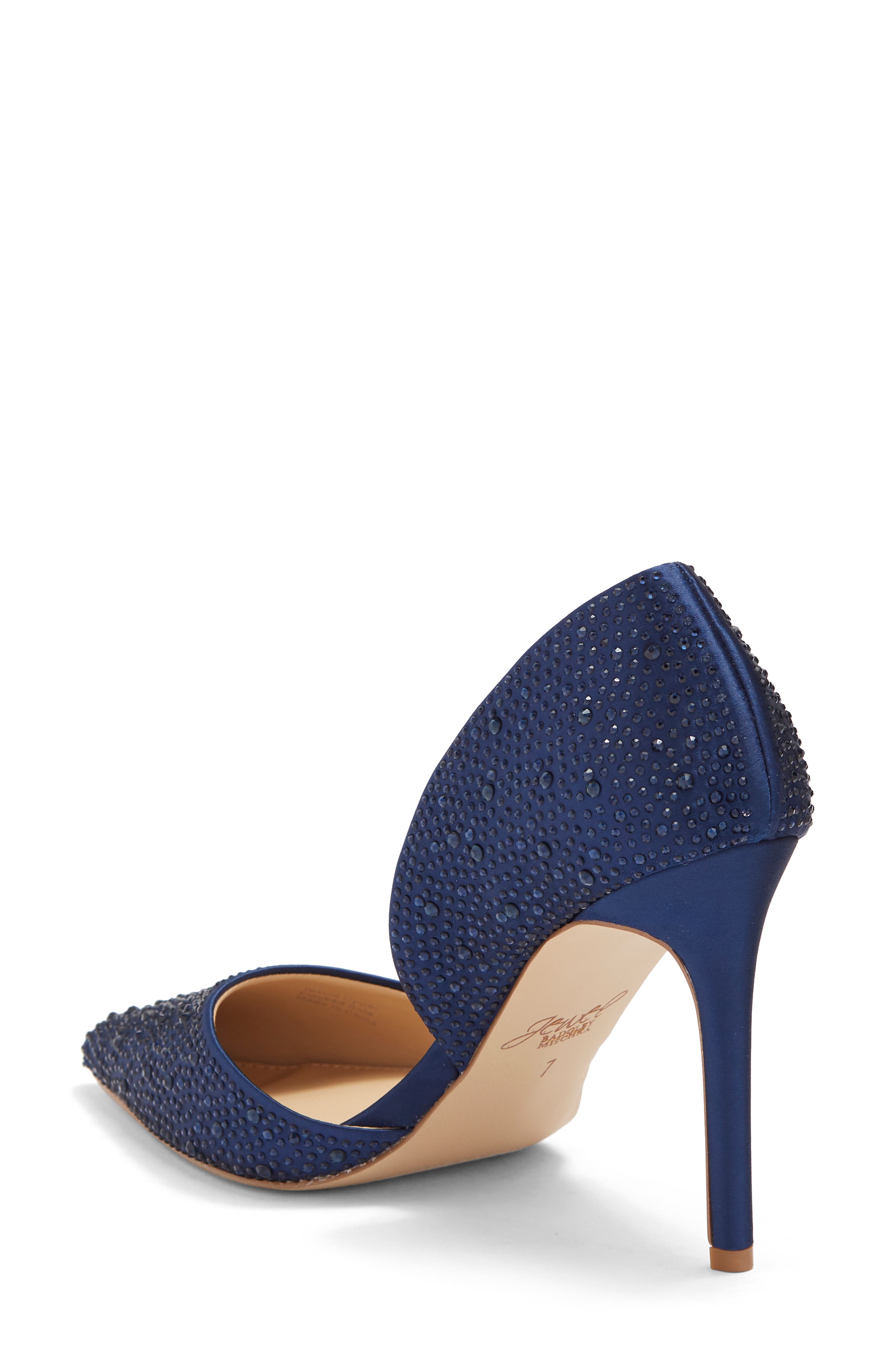 Justise Embellished Satin d'Orsay Pump, Alternate, color, NVYSAT