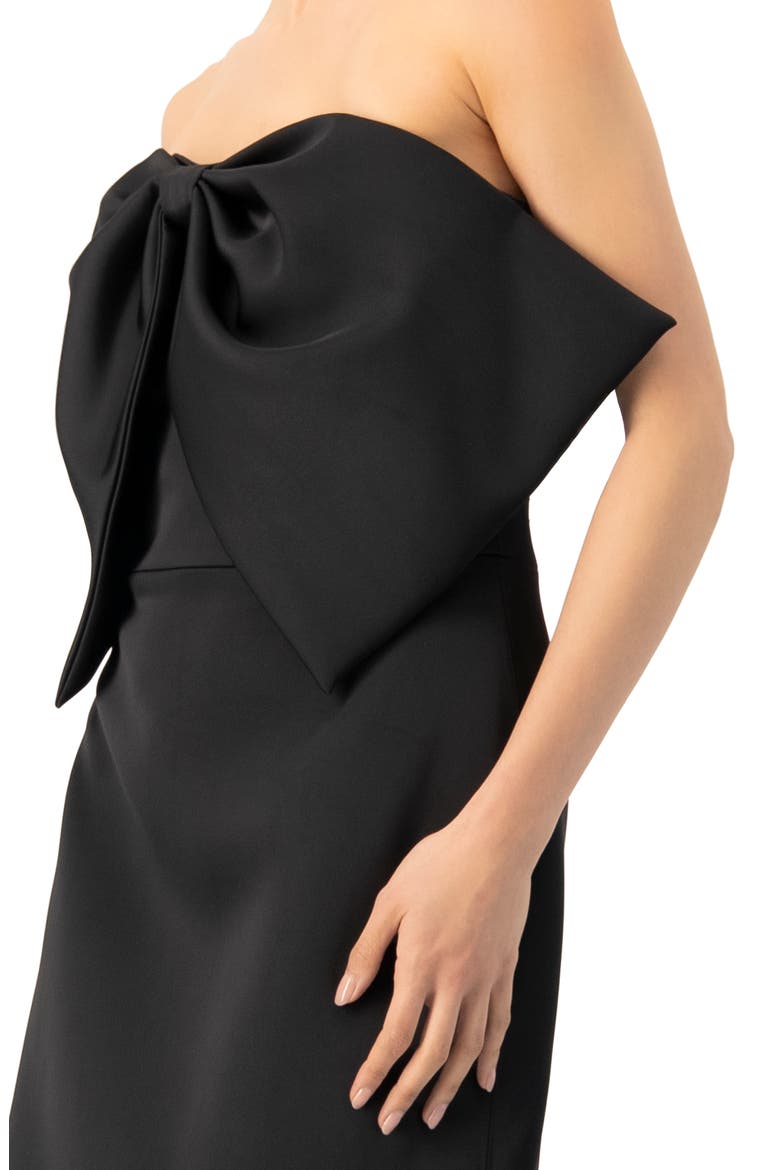 Strapless Mermaid Gown with Bow, Alternate, color, Black