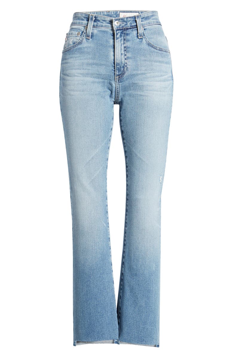 AG Farrah Distressed High Waist Raw Step Hem Bootcut Jeans, Alternate, color, 