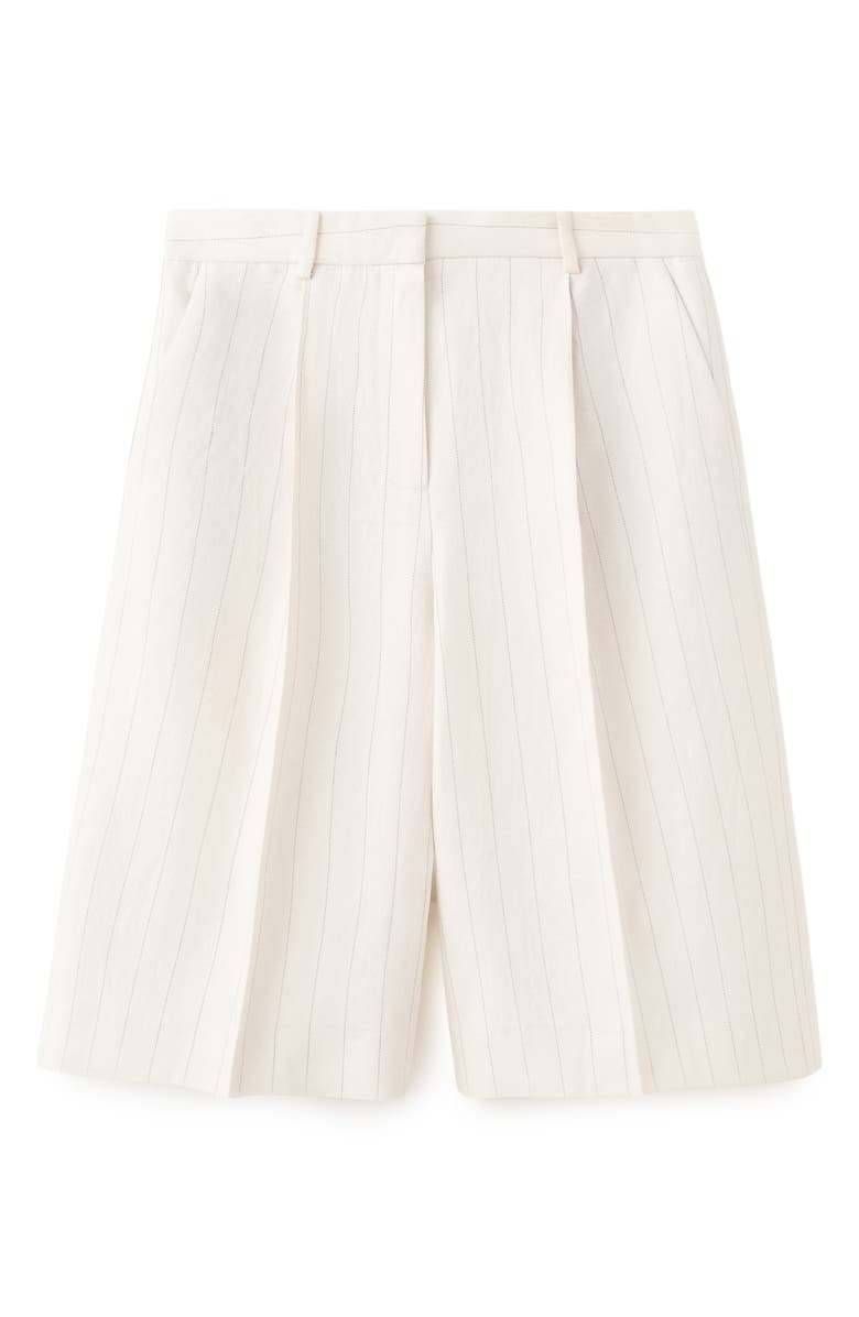 MANGO Argelia Pleated Bermuda shorts, Main, color, Ecru