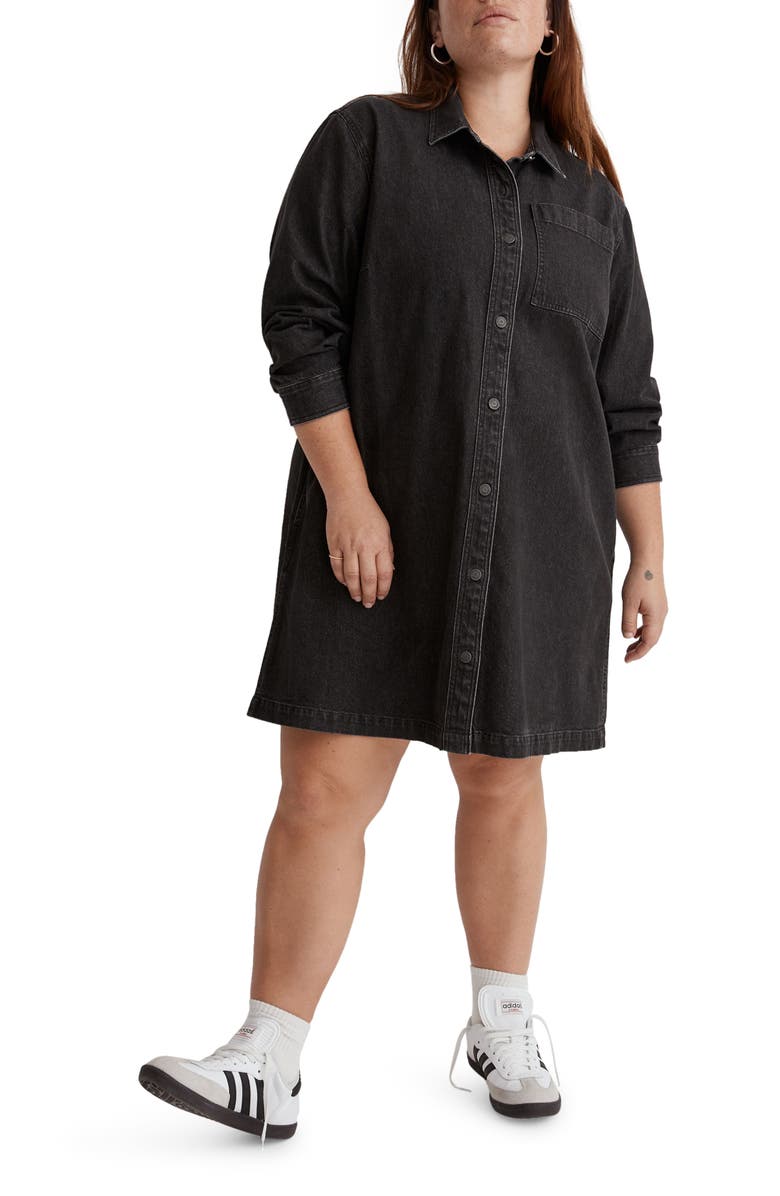 Madewell Oversize Denim Shirtdress, Main, color, 