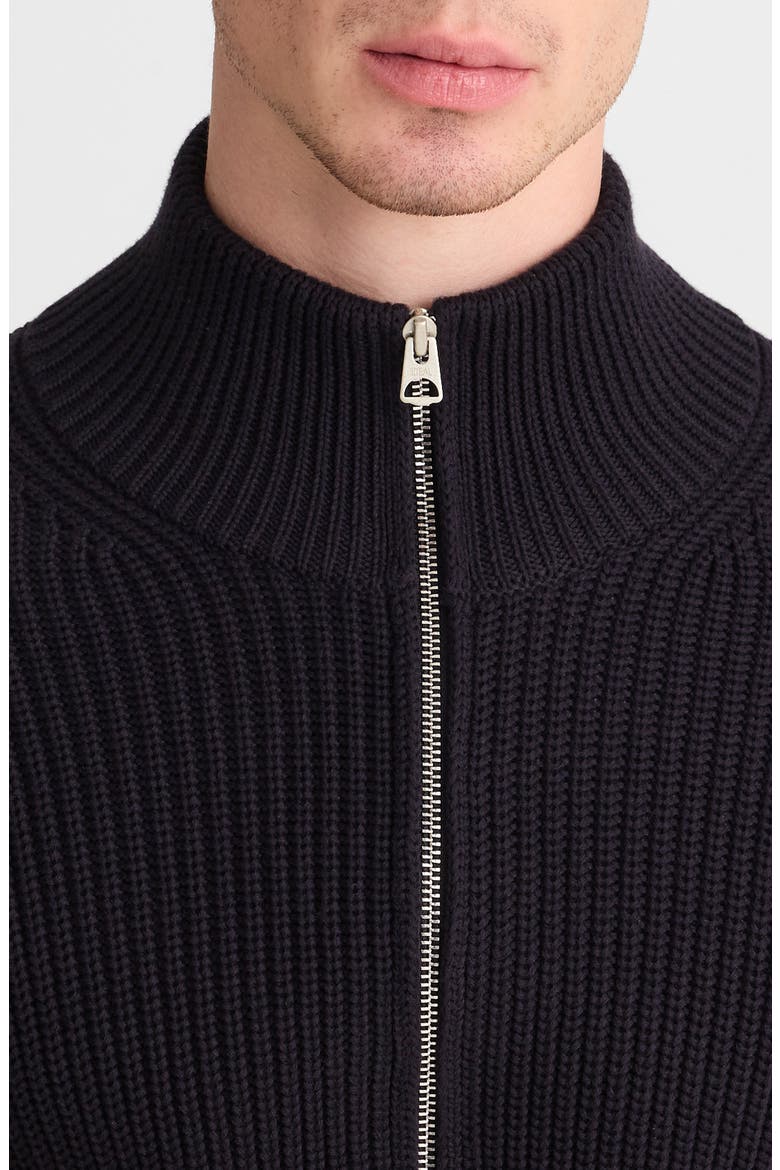 Shaker Stitch Full Zip Cotton Sweater, Alternate, color, OBSIDIAN BLUE