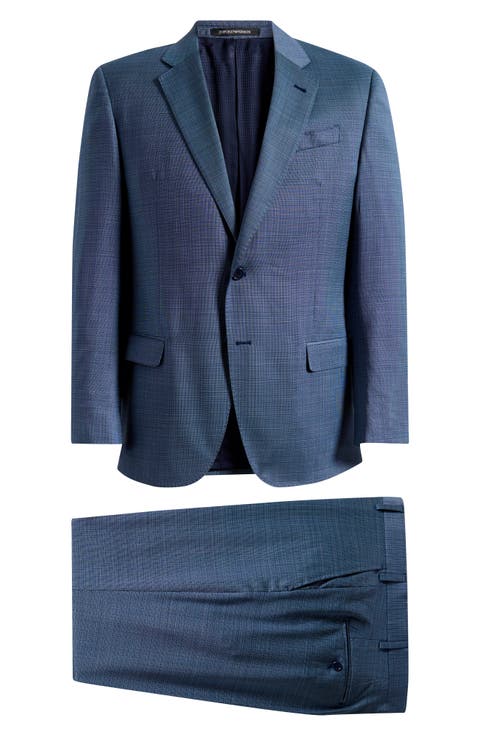 Teal Microcheck Virgin Wool Suit