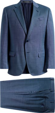 Emporio Armani Teal Microcheck Virgin Wool Suit