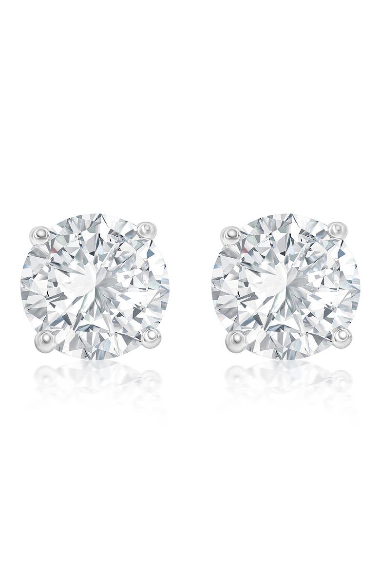 8mm Round Cubic Zirconia Stud Earrings, Main, color, WHITE
