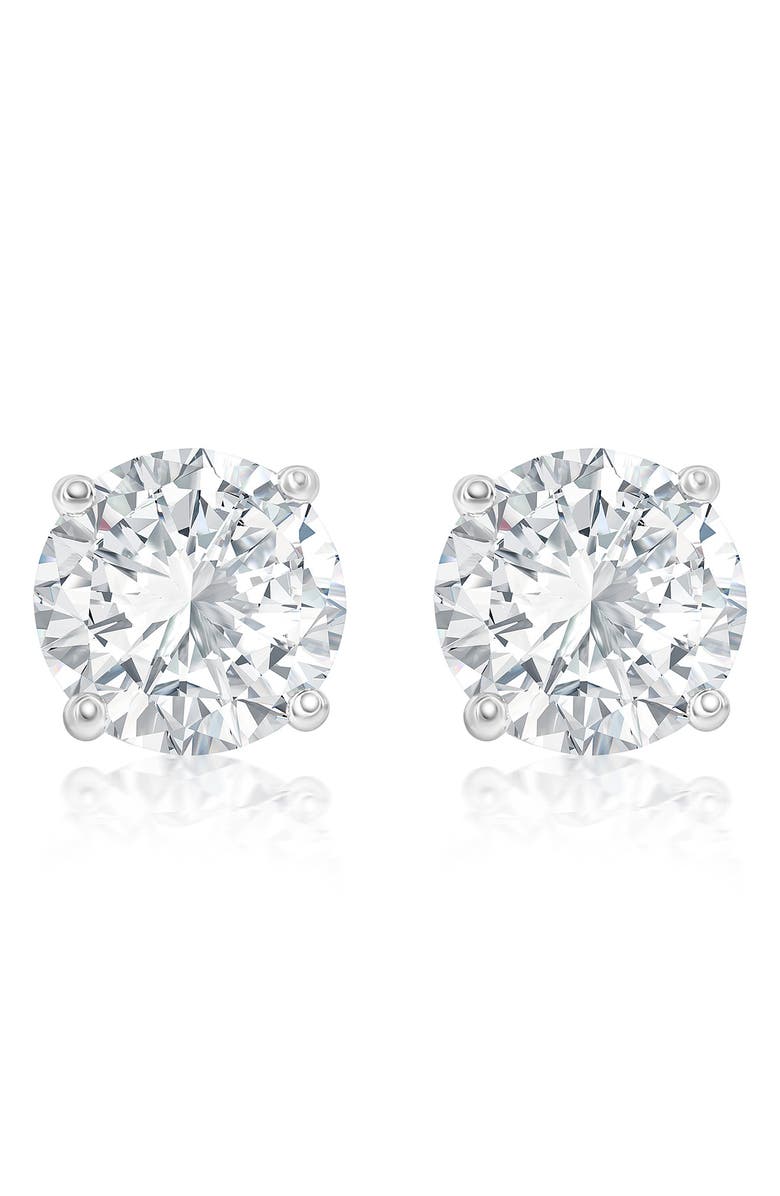 SUZY LEVIAN 8mm Round Cubic Zirconia Stud Earrings, Main, color, White