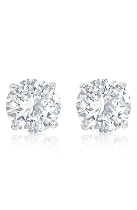 8mm Round Cubic Zirconia Stud Earrings