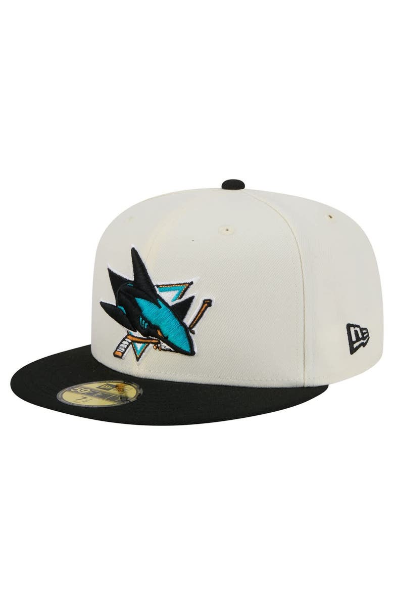 New Era Men's New Era  White San Jose Sharks Chrome Two-Toned 59FIFTY Fitted Hat, Alternate, color, 