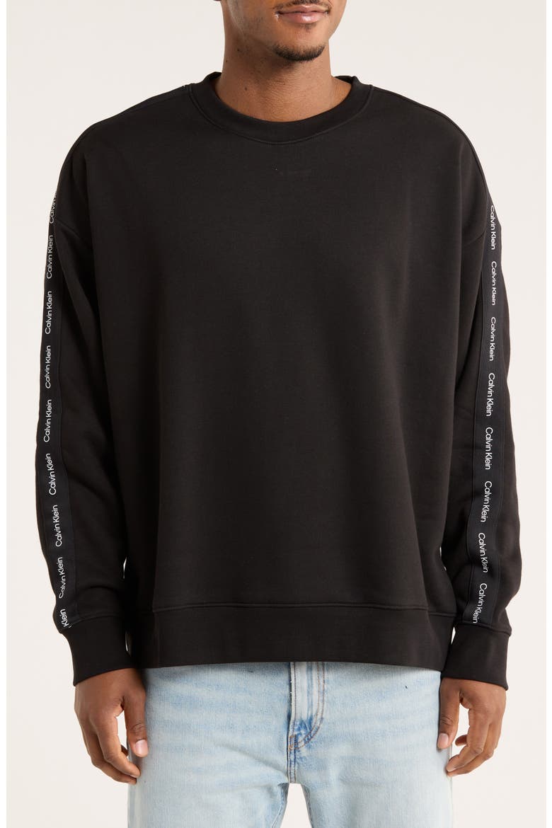 Logo Tape Long Sleeve T-Shirt, Main, color, BLACK