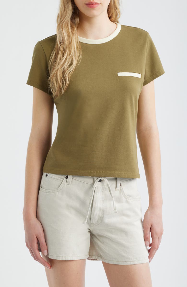 FRAME The Piqué Baby Tee, Main, color, Military Multi