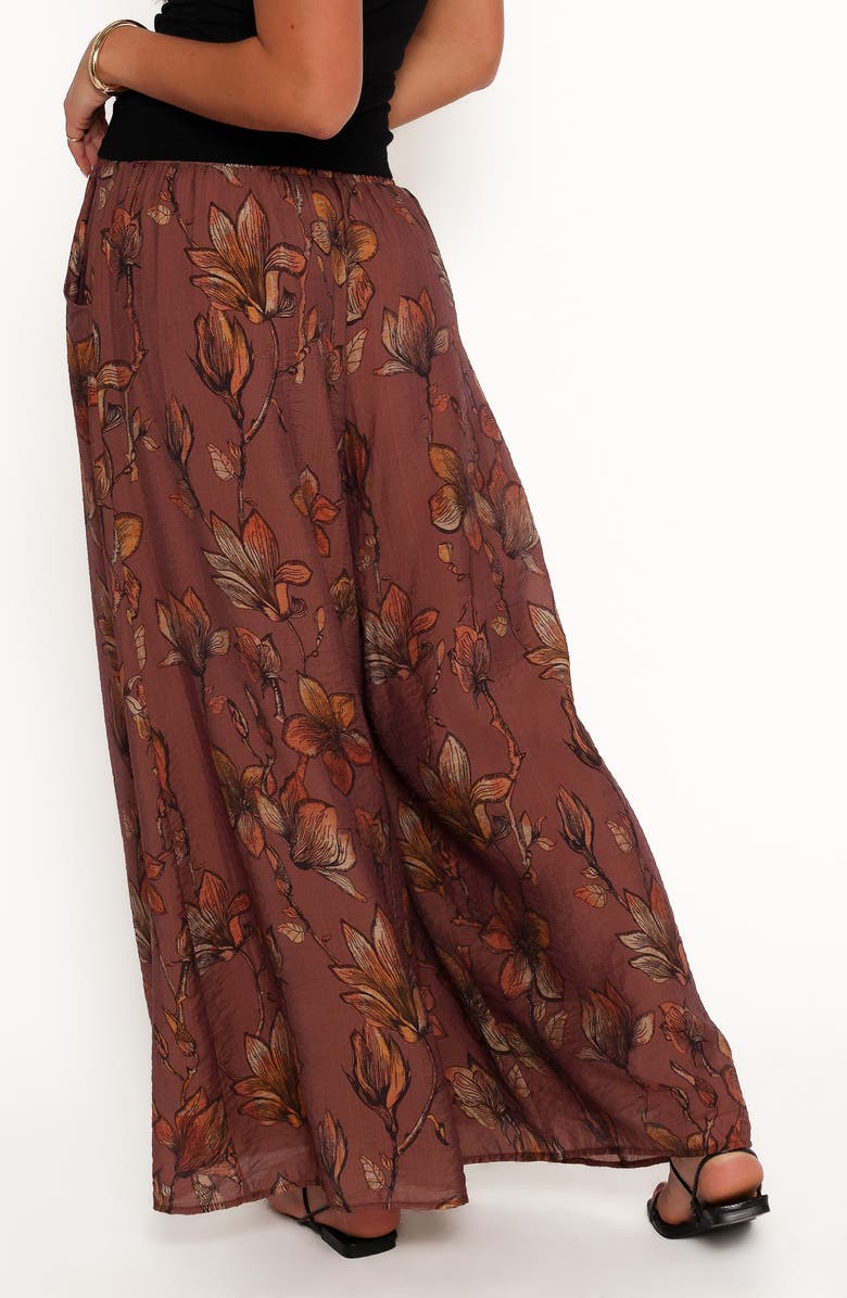 Petal & Pup Larson Floral Print Wide Leg Pants, Alternate, color, Brown Floral