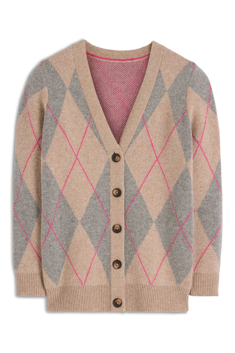 Quinn Argyle Plaid Boyfriend Cardigan, Alternate, color, NEUTRAL ARGYLE