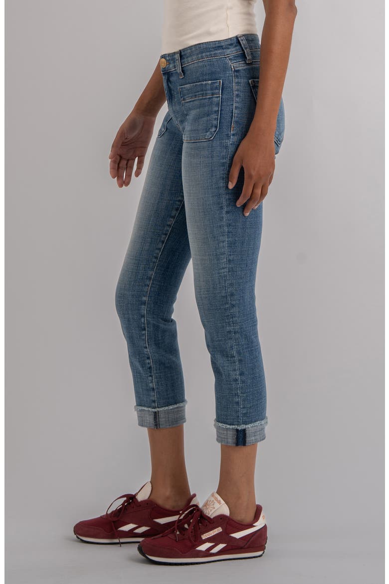 Amy Frayed Patch Pocket Mid Rise Crop Slim Straight Leg Jeans, Alternate, color, ATTRACTIVE
