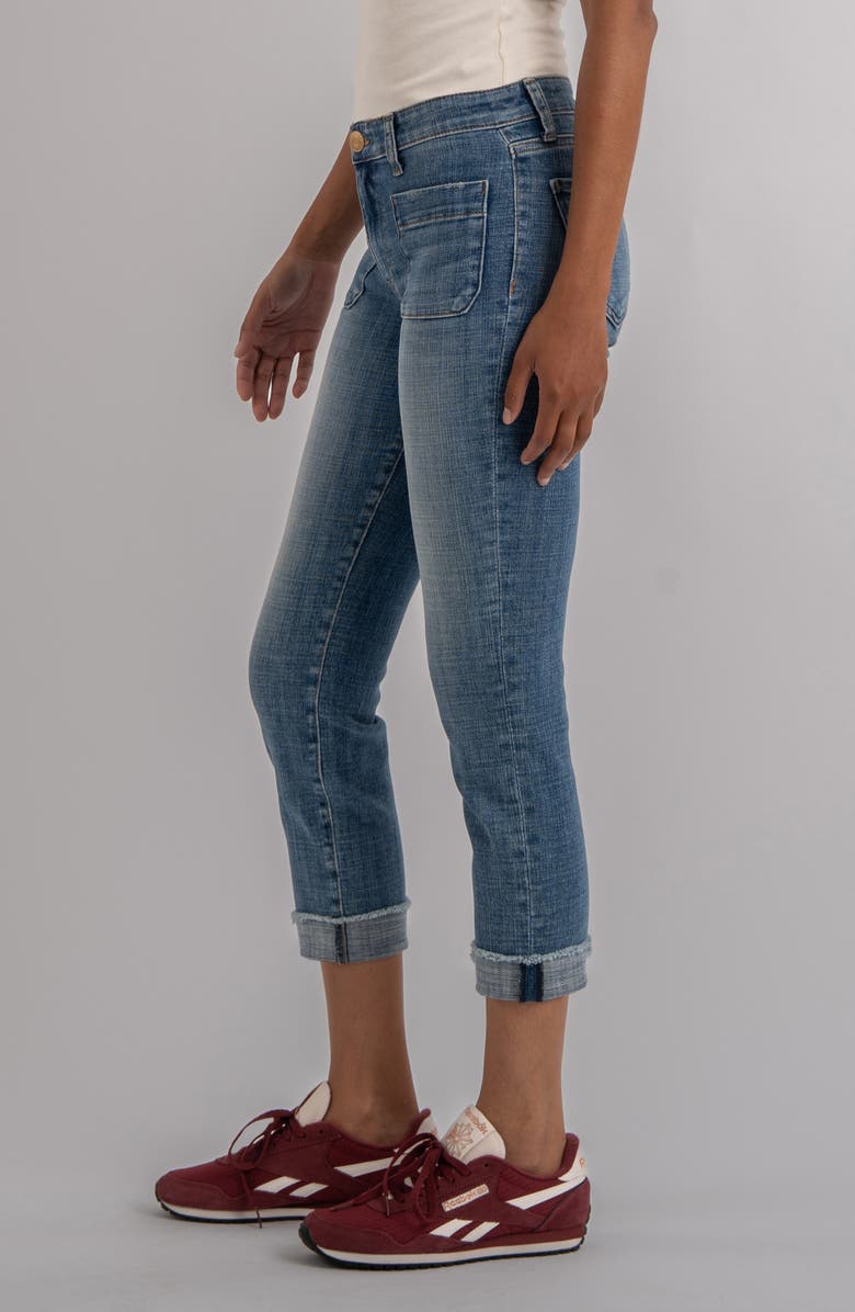 KUT from the Kloth Amy Frayed Patch Pocket Mid Rise Crop Slim Straight Leg Jeans, Alternate, color, Attractive