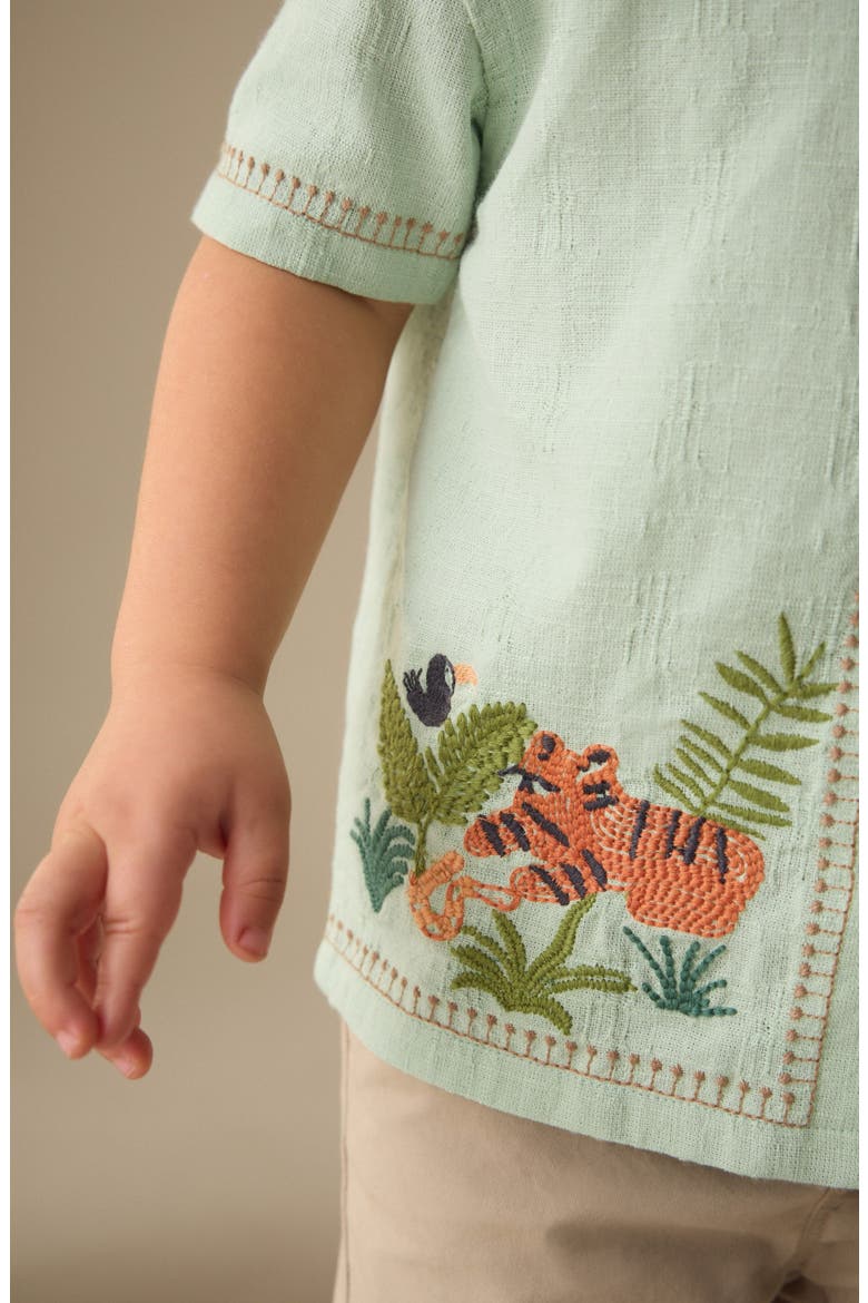 Kids' Textured Safari Button-Up Shirt, Alternate, color, GREEN