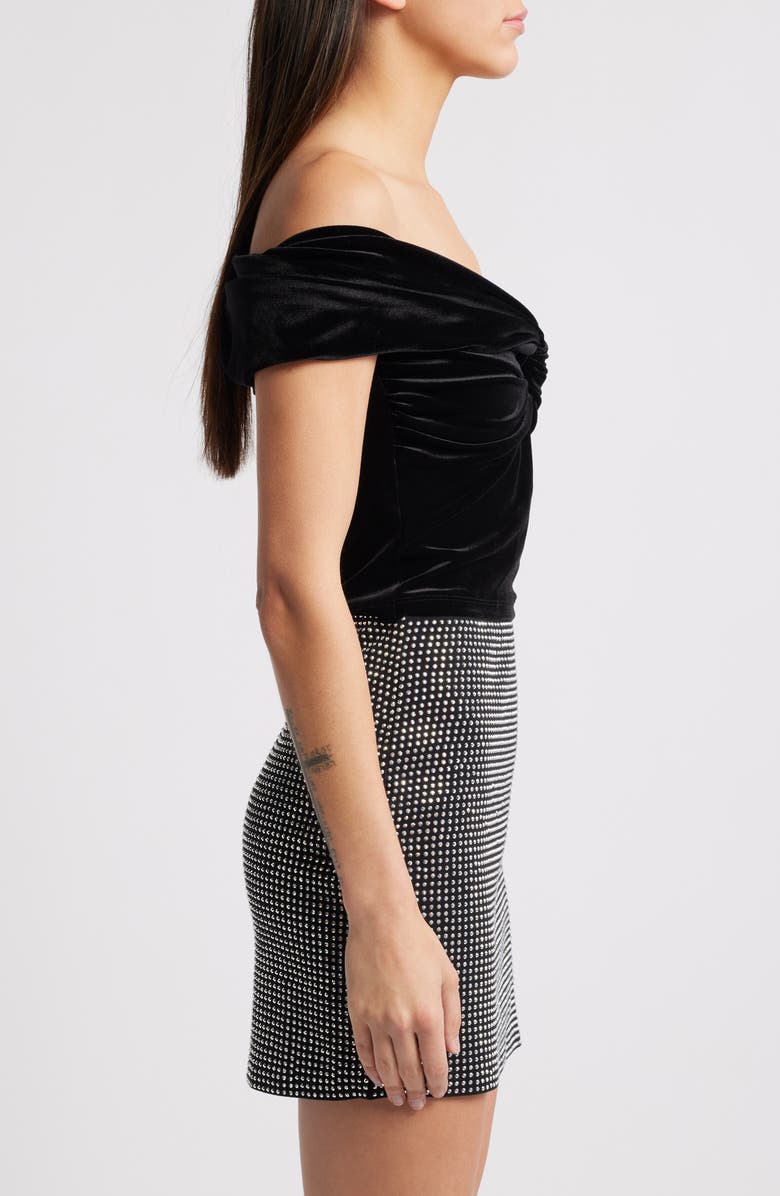Good American Velvet Off the Shoulder Top, Alternate, color, Black001