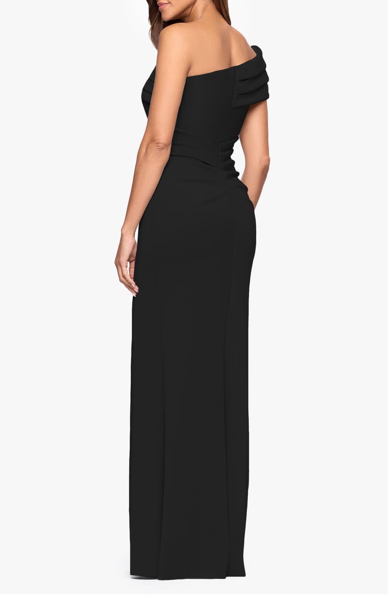 Xscape Evenings One-Shoulder Knit Gown, Alternate, color, Black