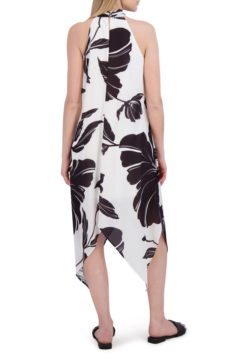 Handkerchief Halter Dress, Alternate, color, WHITE/ BLACK