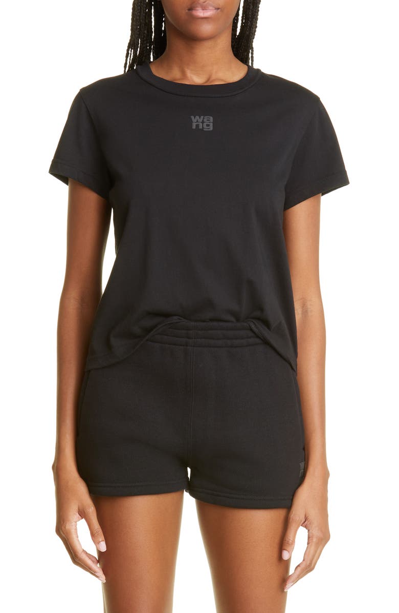 alexanderwang.t Women's Shrunken Cotton Logo Tee, Main, color, 