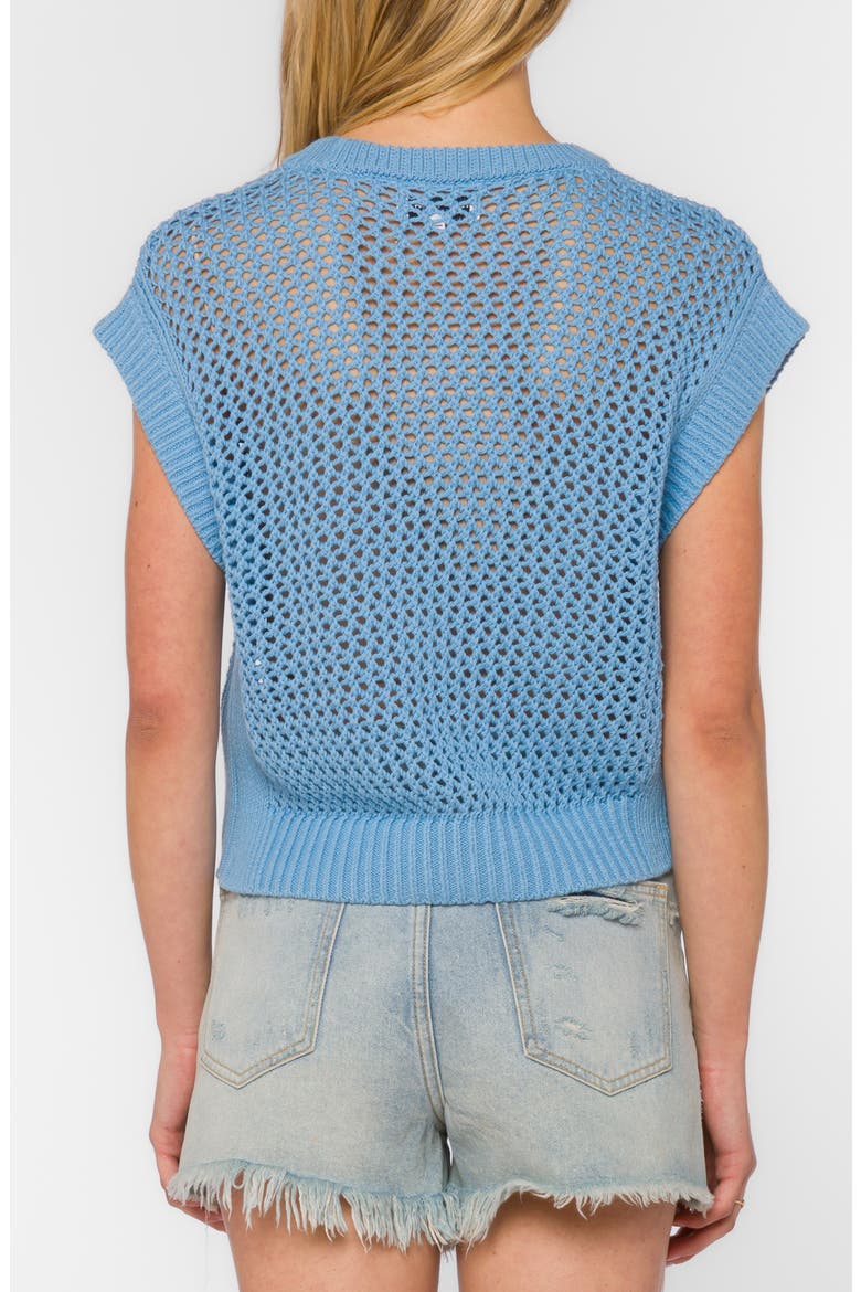 Arlo Open Stitch Short Sleeve Sweater, Alternate, color, DUSK BLUE