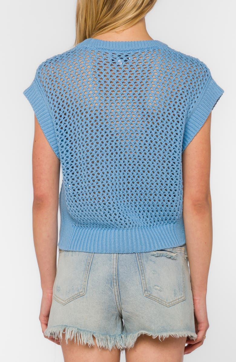VELVET HEART Arlo Open Stitch Short Sleeve Sweater, Alternate, color, Dusk Blue