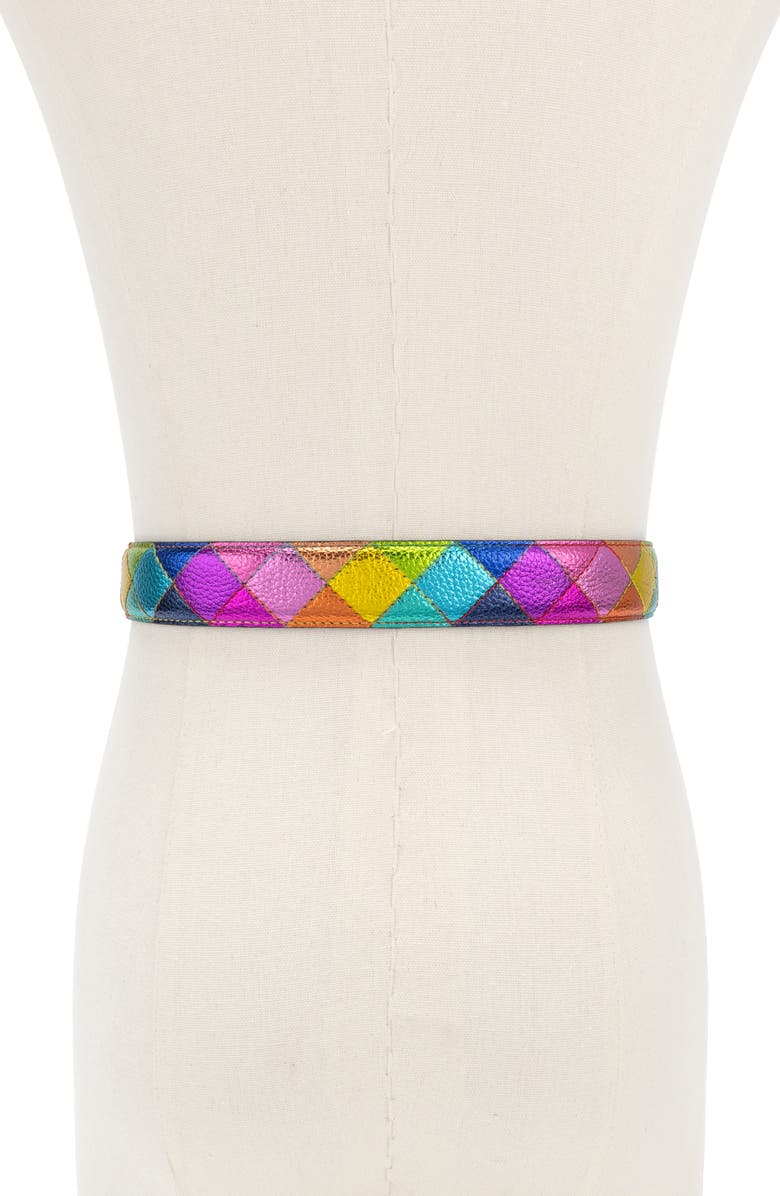 Kurt Geiger London Stained Glass Leather Belt, Alternate, color, Rainbow Multi