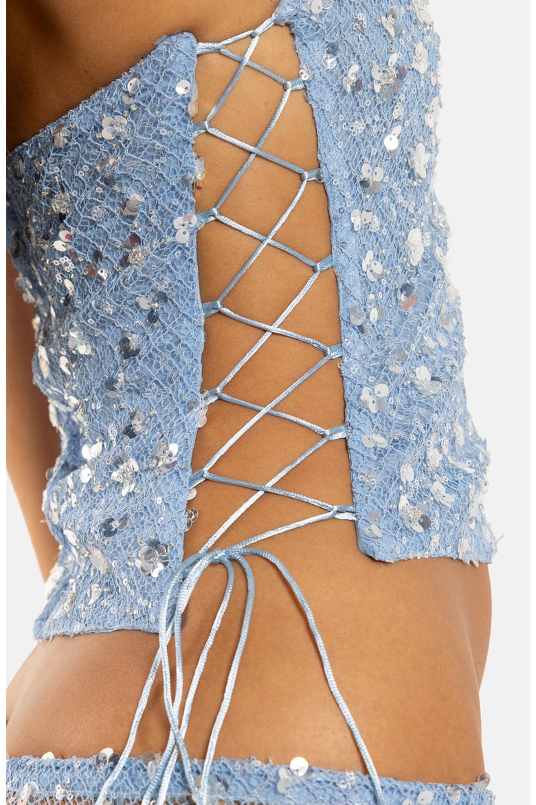 Sequin Lace Corset Top, Alternate, color, TURQUOISE